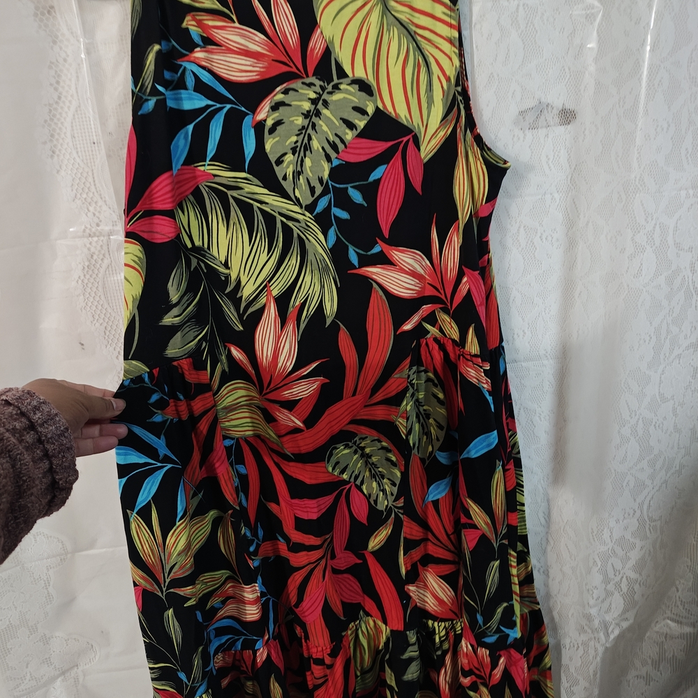 Tribal Vibrant Leaf Print Mini Dress - Picture 6 of 13